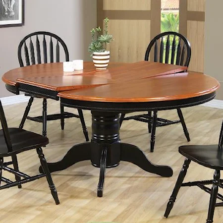 Large Round Pedestal Dining Table with Butterfly Leaf